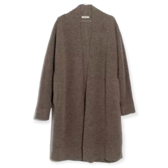 Madewell Fulton Sweater Coat Duster in Heather Mink Brown Size XS Long Cardigan - Picture 2 of 7